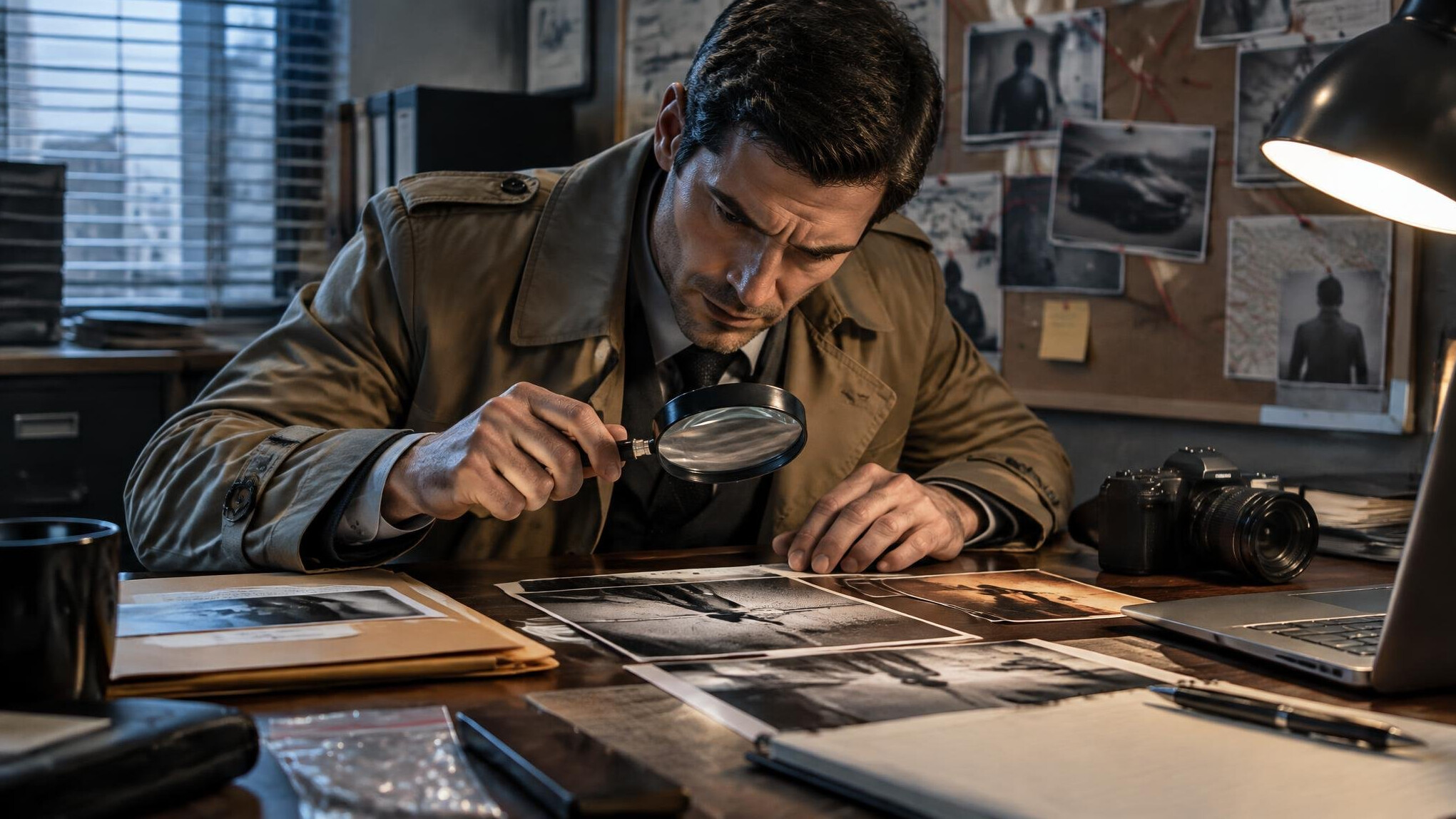 private investigator in office