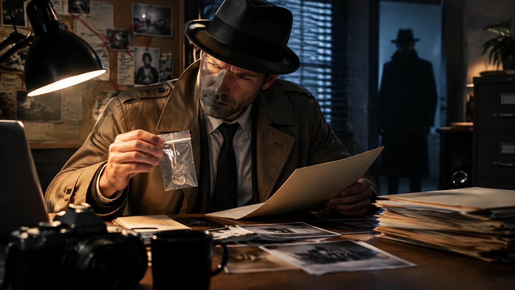 detective examining evidence