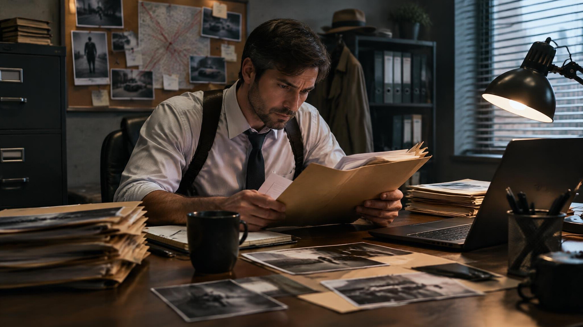 private investigator in office