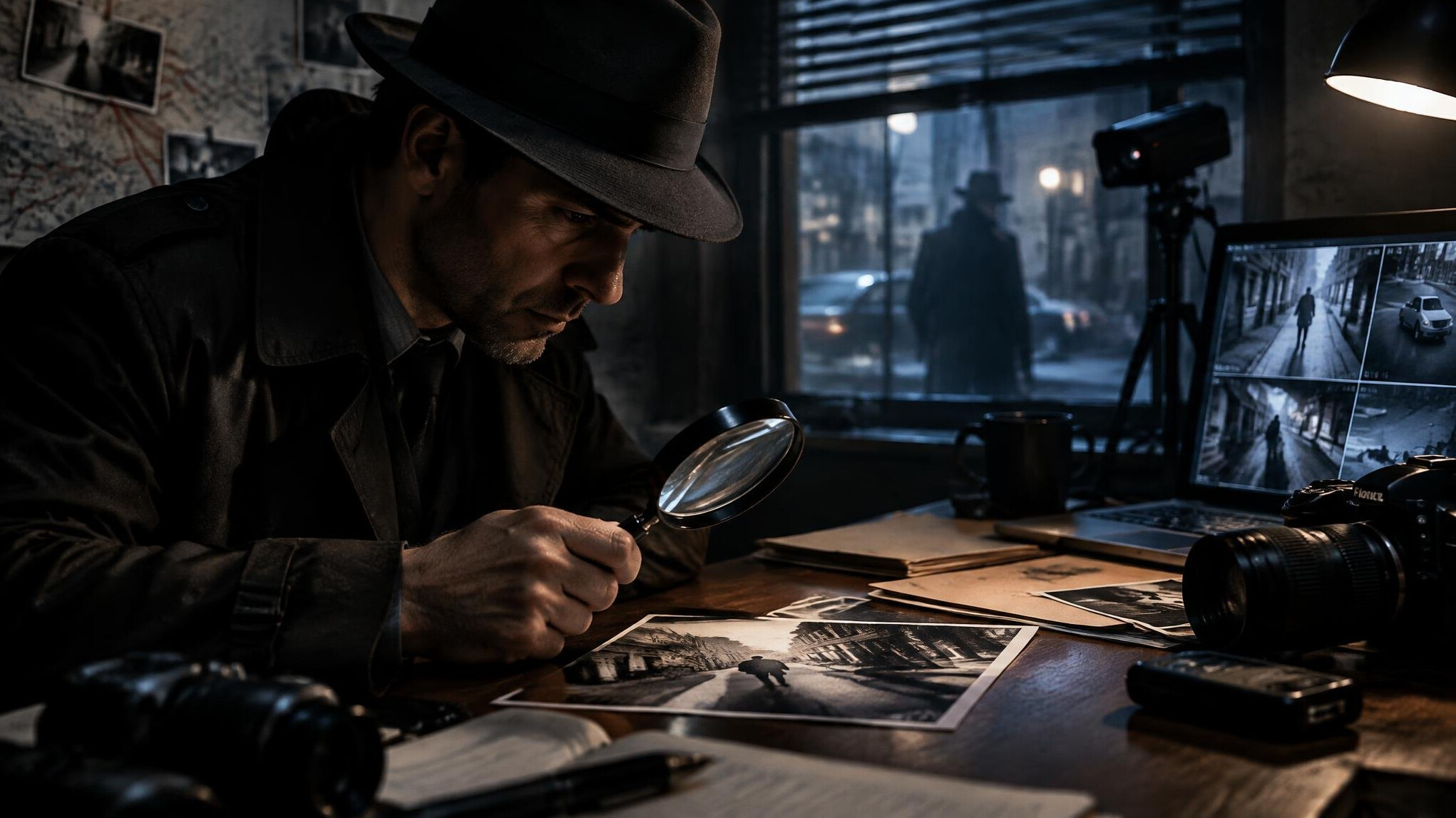 private detective in action